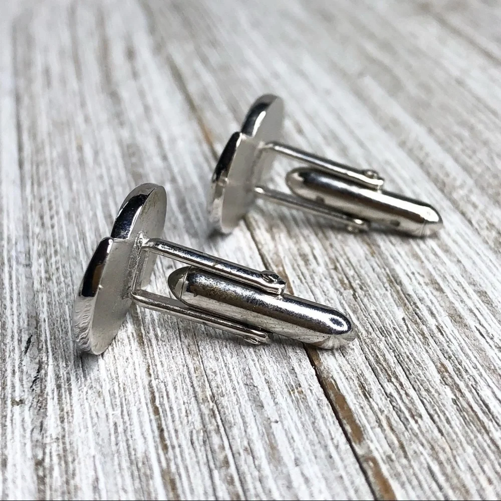Vintage Swank Silver Modernist Abstract Cuff Links